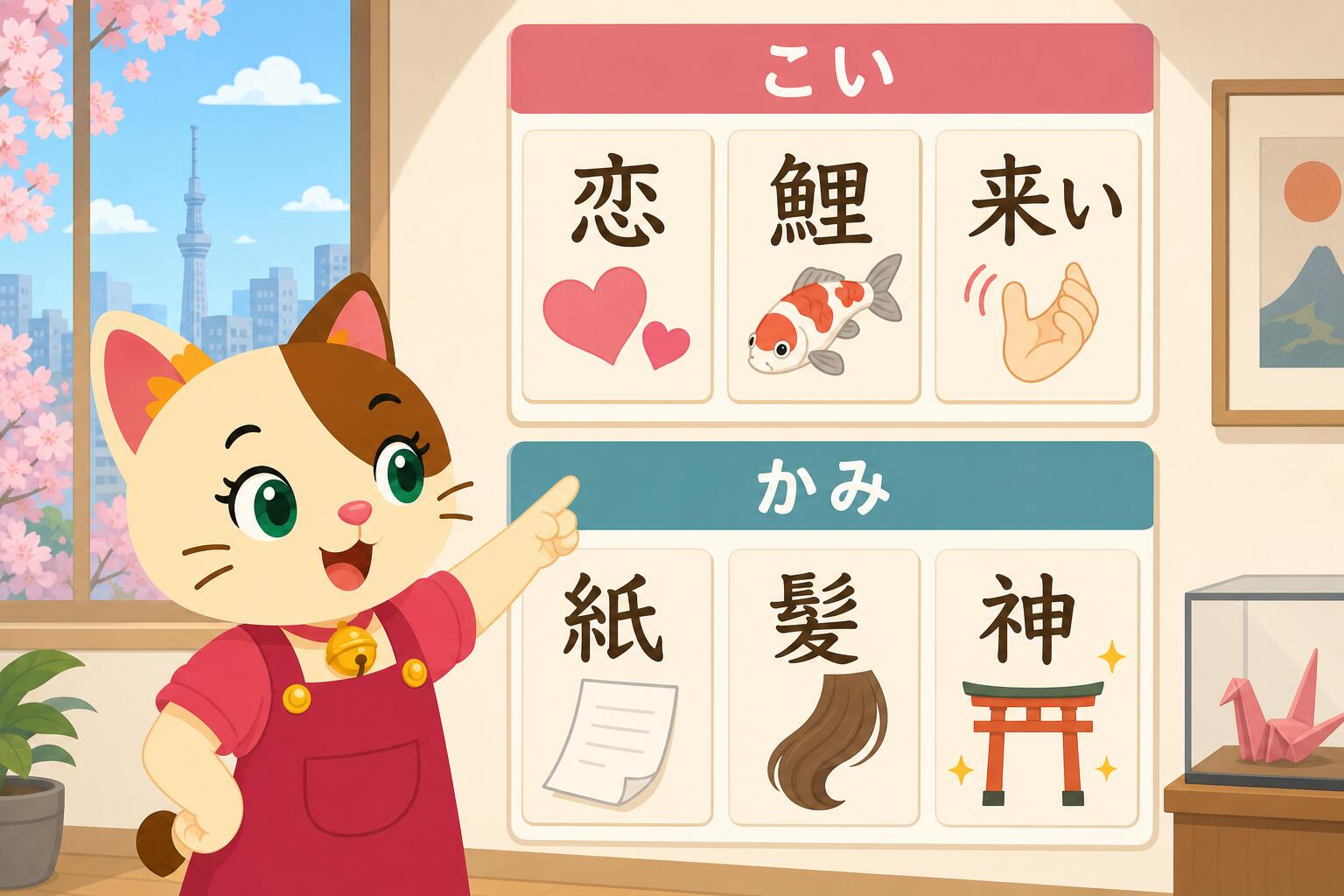 Esempi di kanji giapponesi che distinguono omofoni, significati e diversi modi di scrivere nomi e cognomi giapponesi