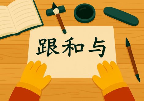 Differences between 跟, 和 and 与 on a Chinese calligraphy desk