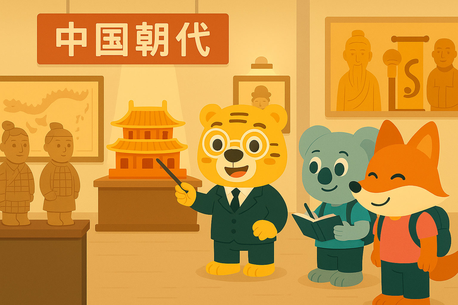 Bingo, Hu Xinyu und Zhang Xiao besuchen eine Ausstellung zur chinesischen Geschichte