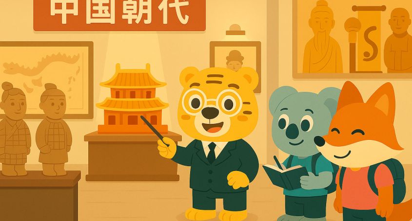Bingo, Hu Xinyu und Zhang Xiao besuchen eine Ausstellung zur chinesischen Geschichte