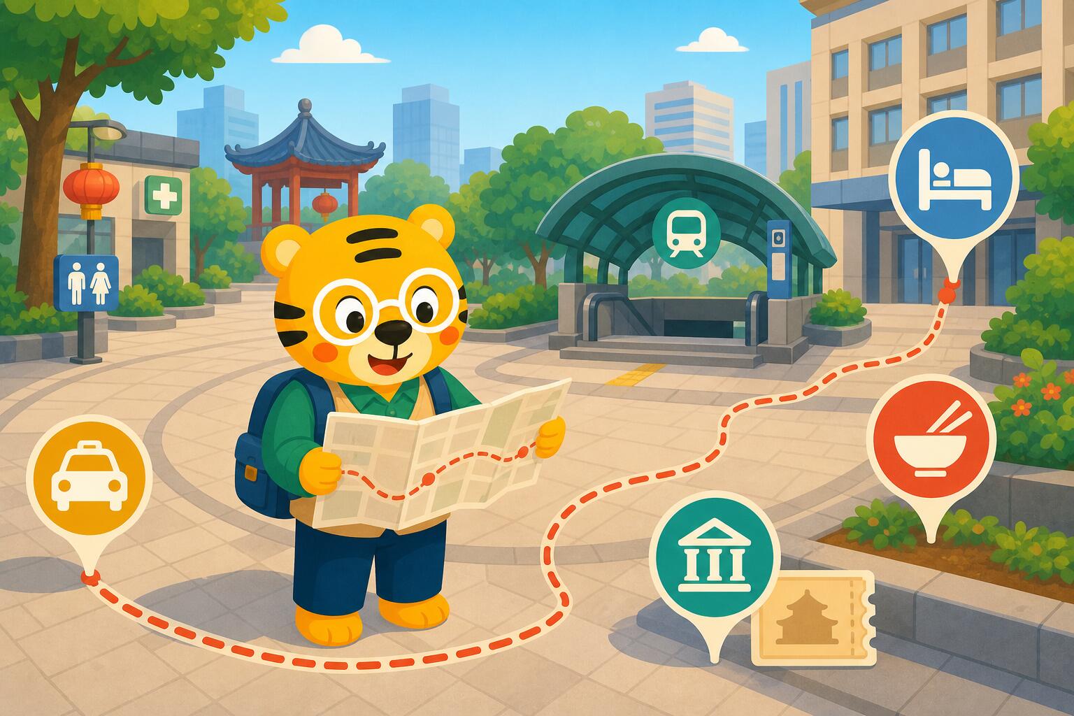 10 palabras del vocabulario HSK2 3.0 útiles para viajar y comunicarse en situaciones cotidianas en China.