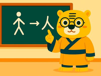 Происхождение китайского иероглифа 人 (человек) — Иллюстрация