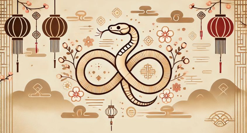 Flat illustration of Chinese New Year of the Snake