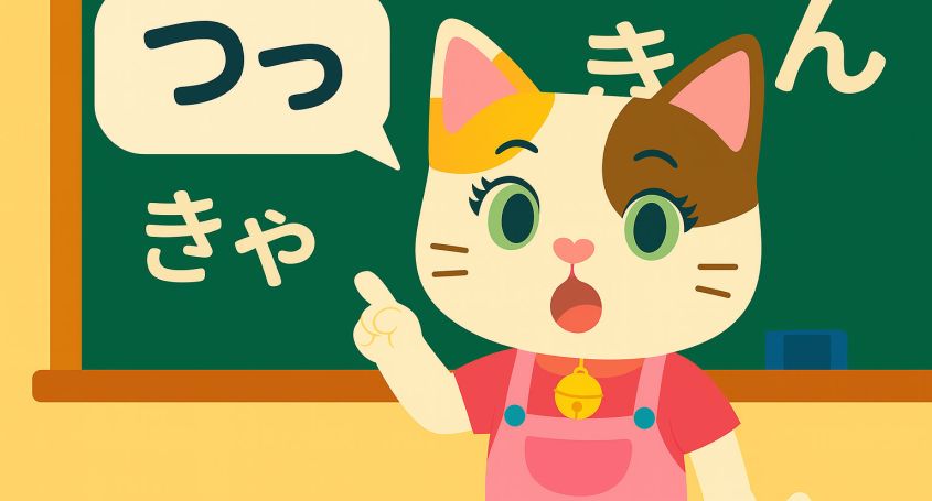 Illustration von Sakura, die die japanische Aussprache erklärt