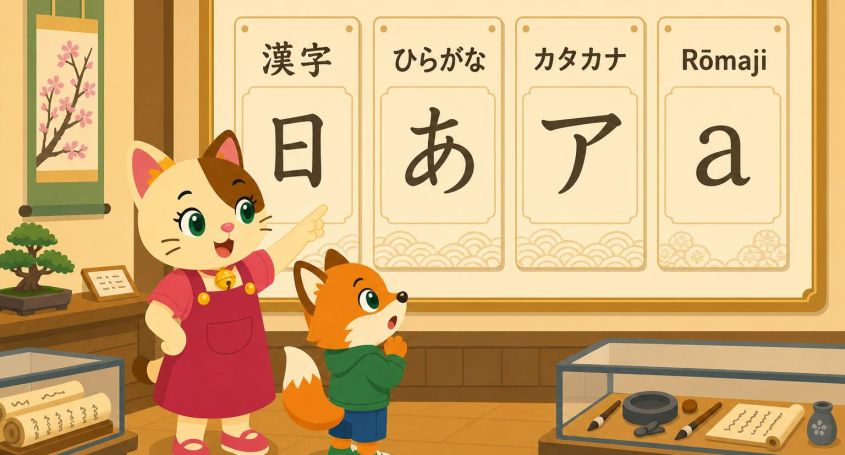 Sakura explica los sistemas de escritura japonesa kanji, hiragana, katakana y rōmaji