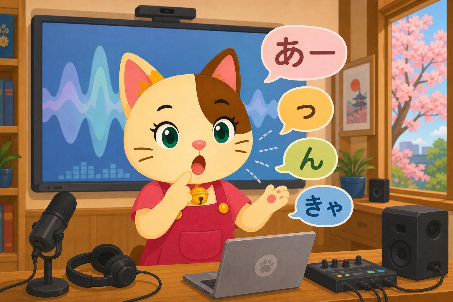 Sakura erklärt die Aussprache japanischer Laute in einem Japanischkurs
