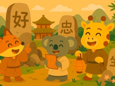 Schüler der Khanji School entdecken die Etymologie chinesischer Schriftzeichen im alten China.